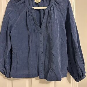 a.n.a Indigo Button-Front Blouse